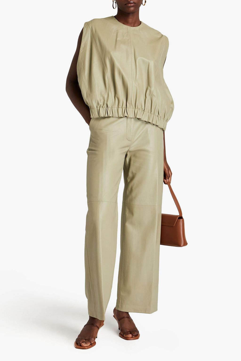 LOULOU STUDIO Hanwa gathered leather top