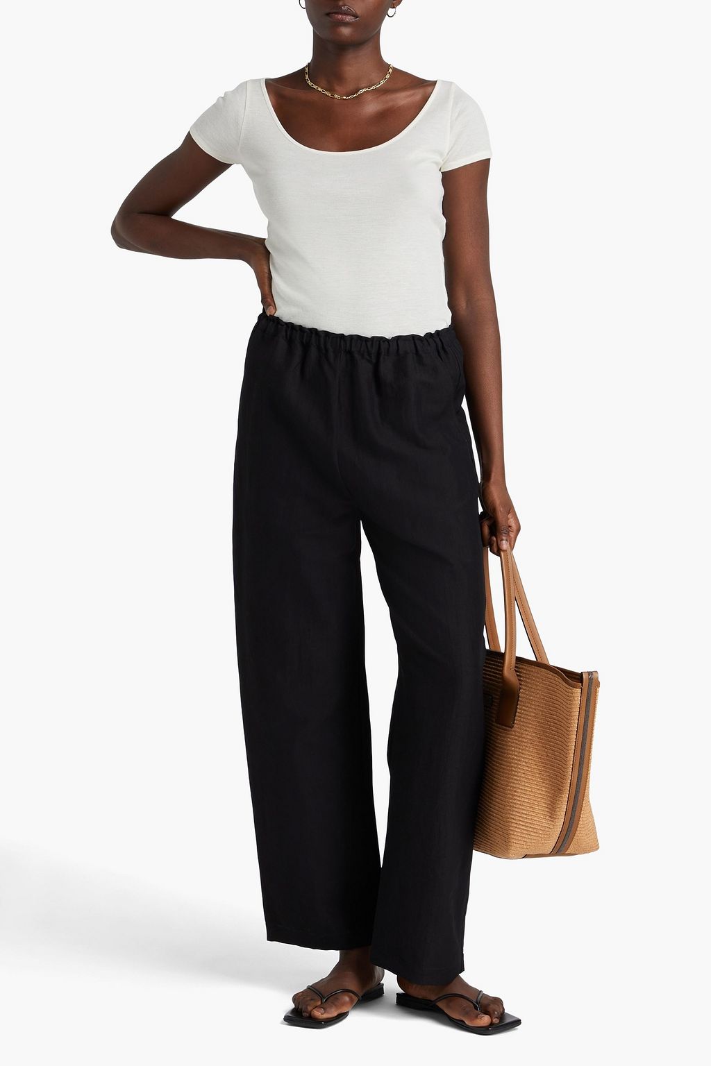 TOTEME Gathered linen-blend wide-leg pants | THE OUTNET