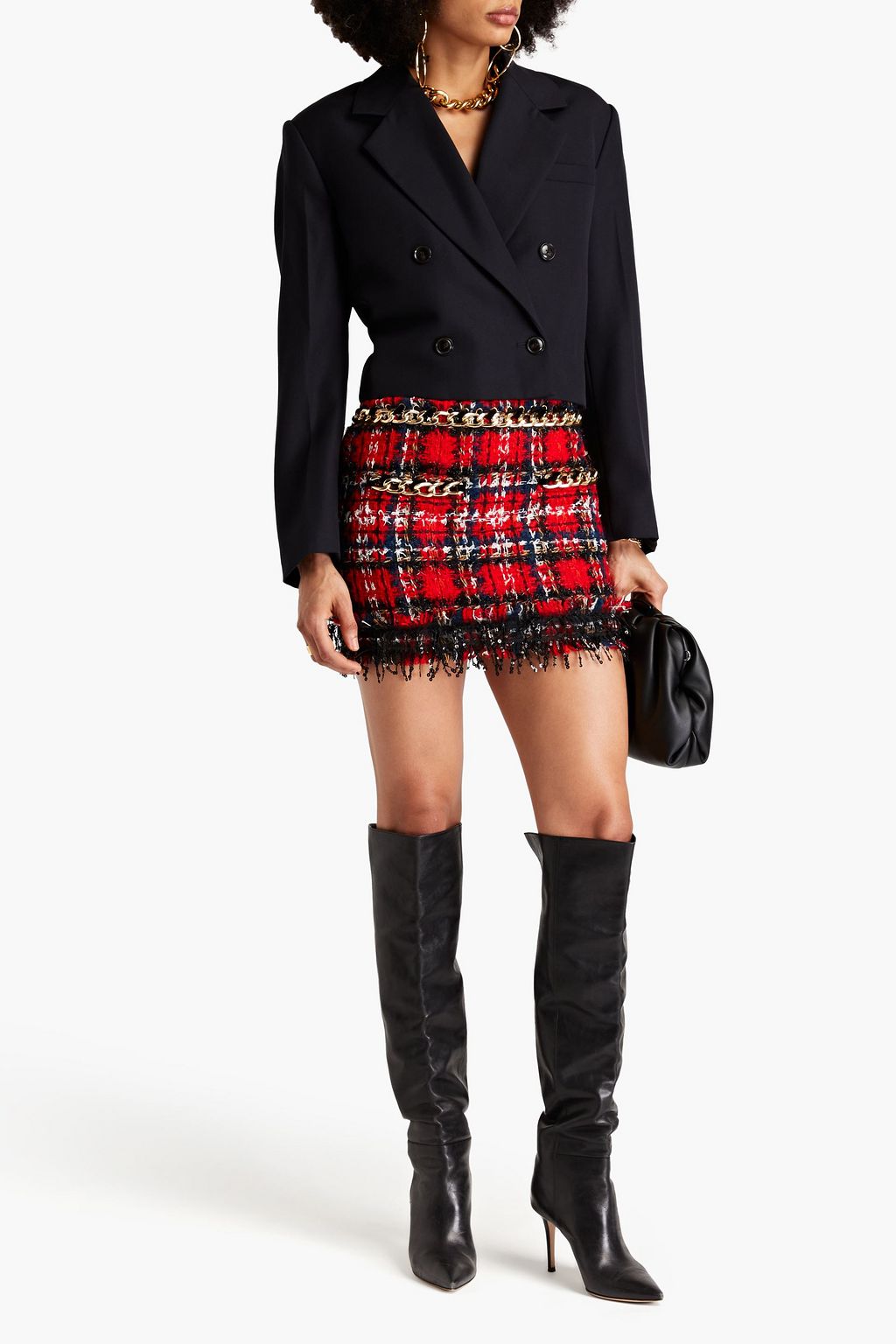 BALMAIN تنورة قصيرة من التويد بتصميم مزركش