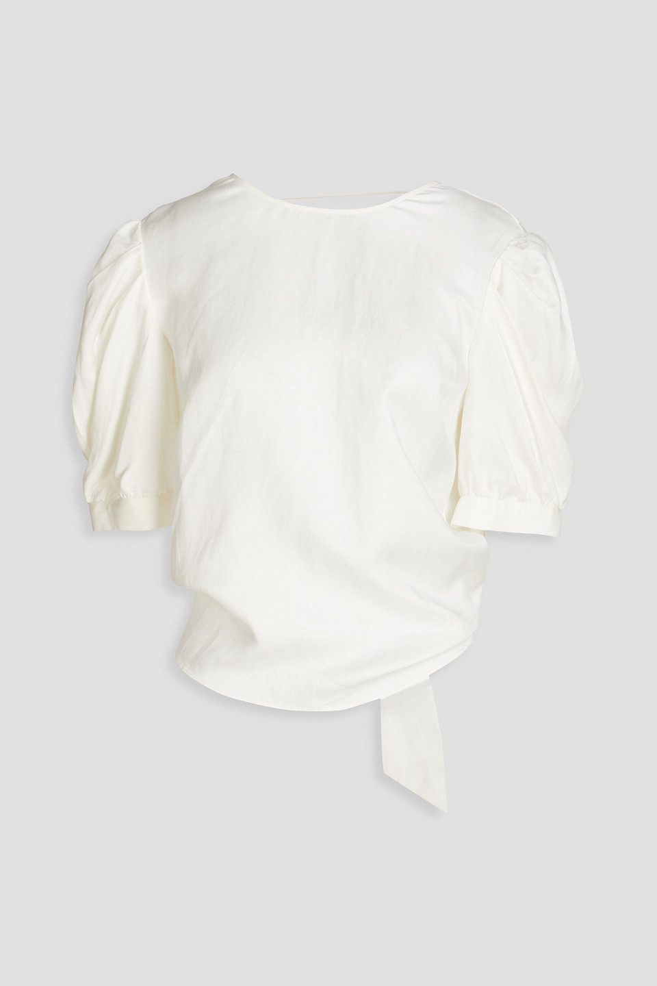 Ba&sh Saphia Pleated Satin-twill Wrap Top In Ivory