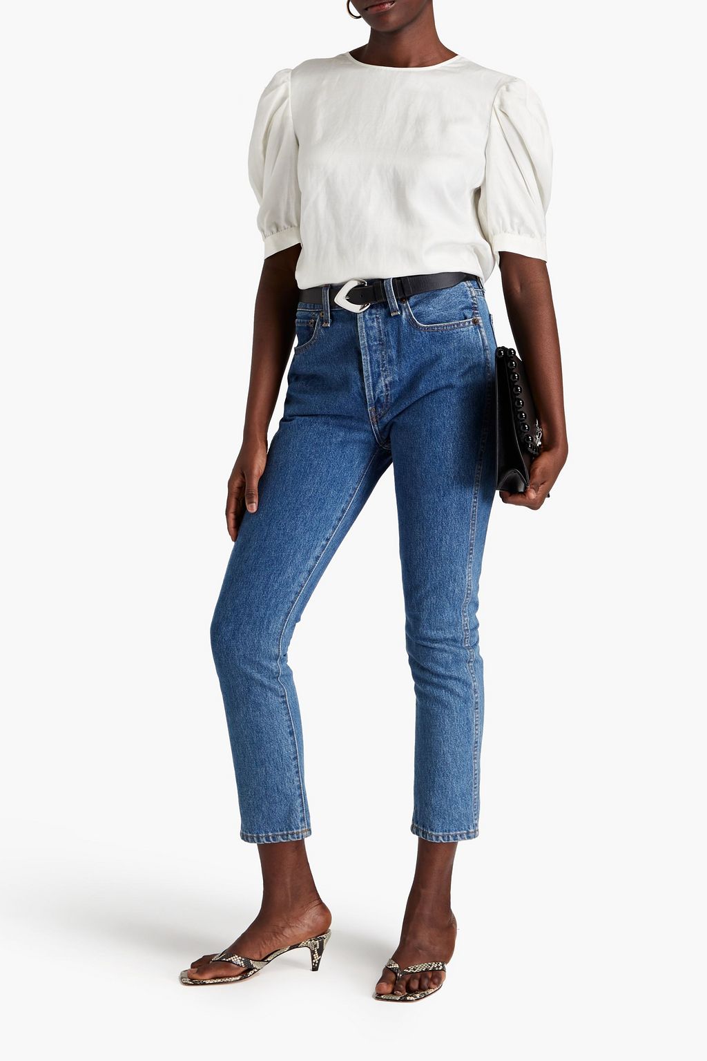 BA&SH Saphia pleated satin-twill top