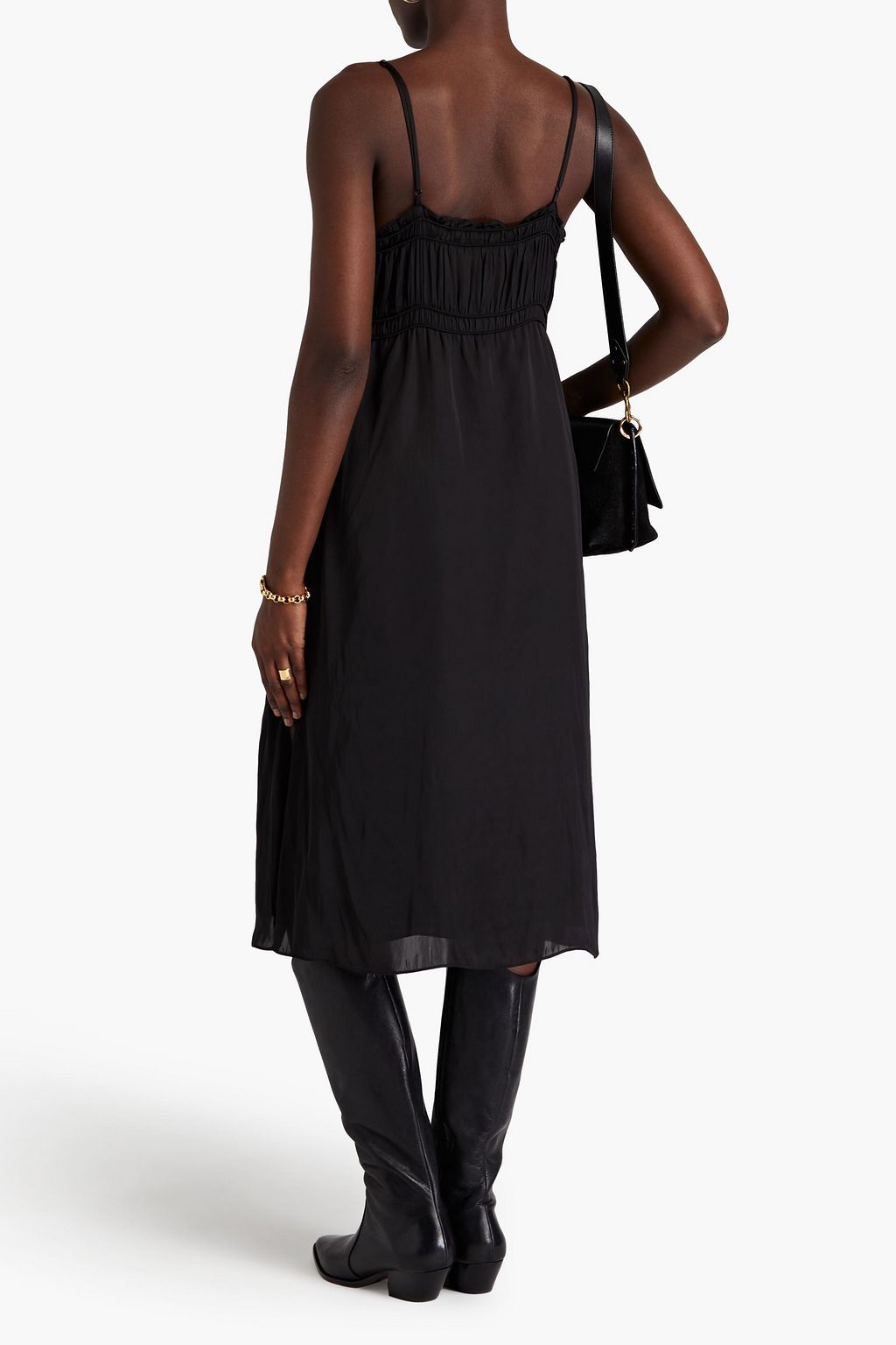 BA&SH Yanis button-detailed satin midi slip dress