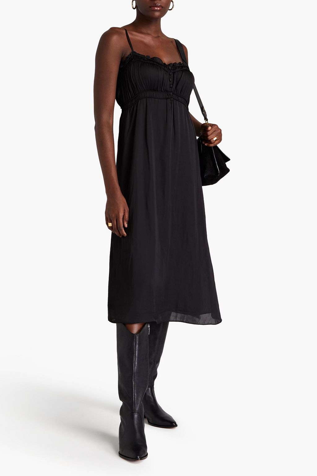 BA&SH Yanis button-detailed satin midi slip dress