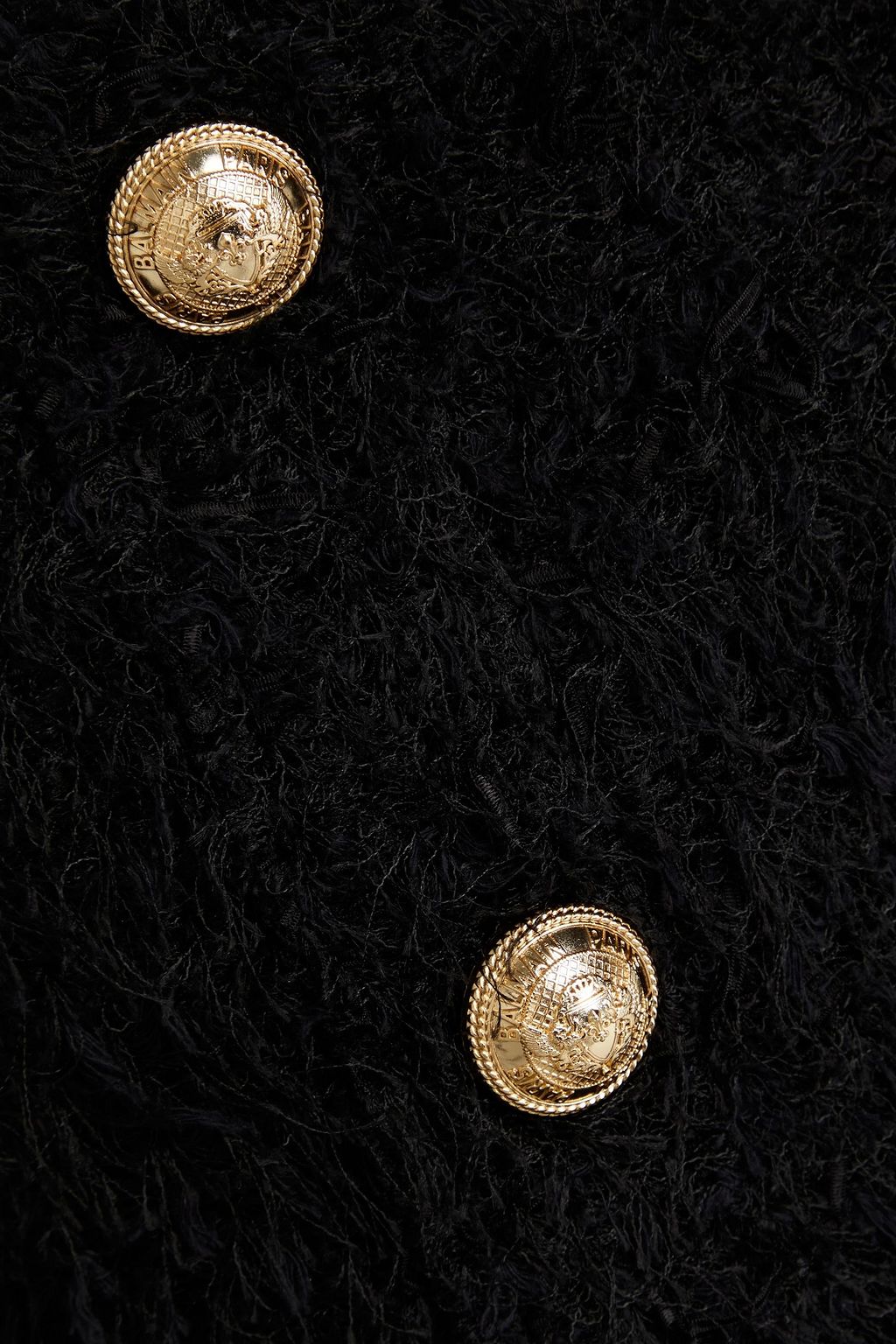 BALMAIN Embellished frayed tweed mini skirt