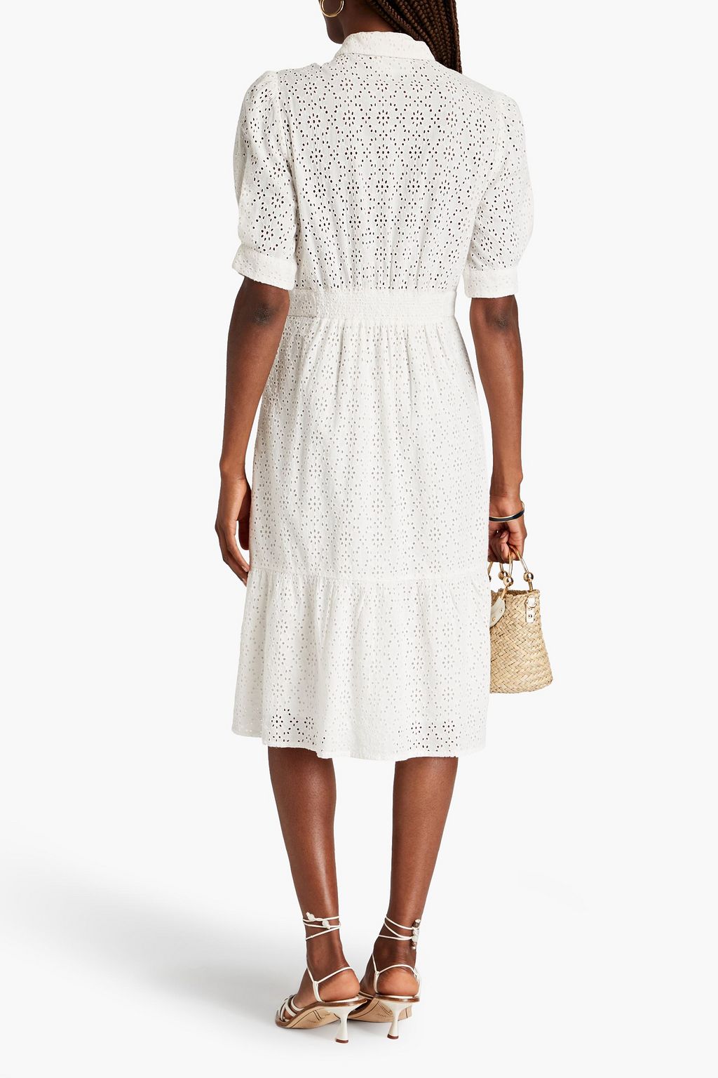 BA&SH Selya broderie anglaise cotton midi shirt dress