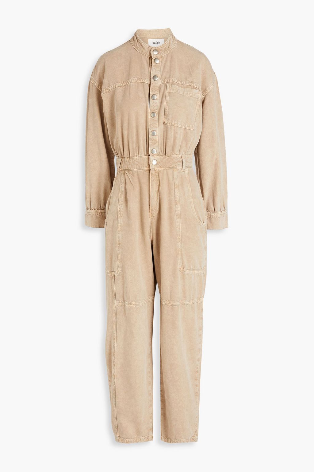Beige denim jumpsuit cheap