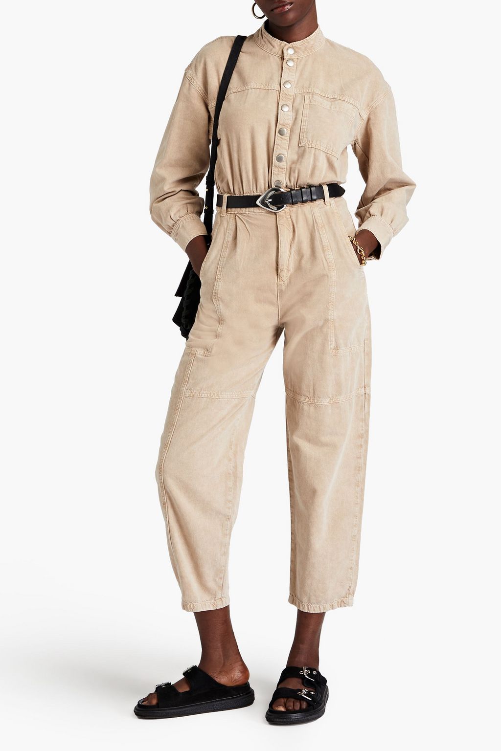 BA&SH Dincy cropped denim jumpsuit