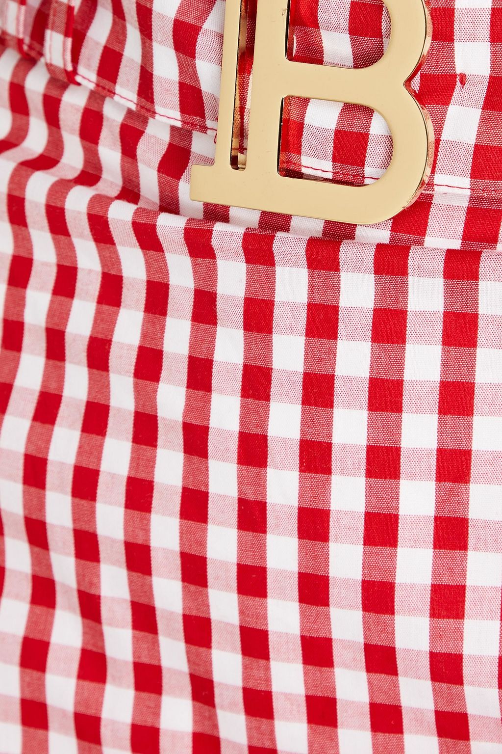 BALMAIN Asymmetric ruffled gingham cotton skirt