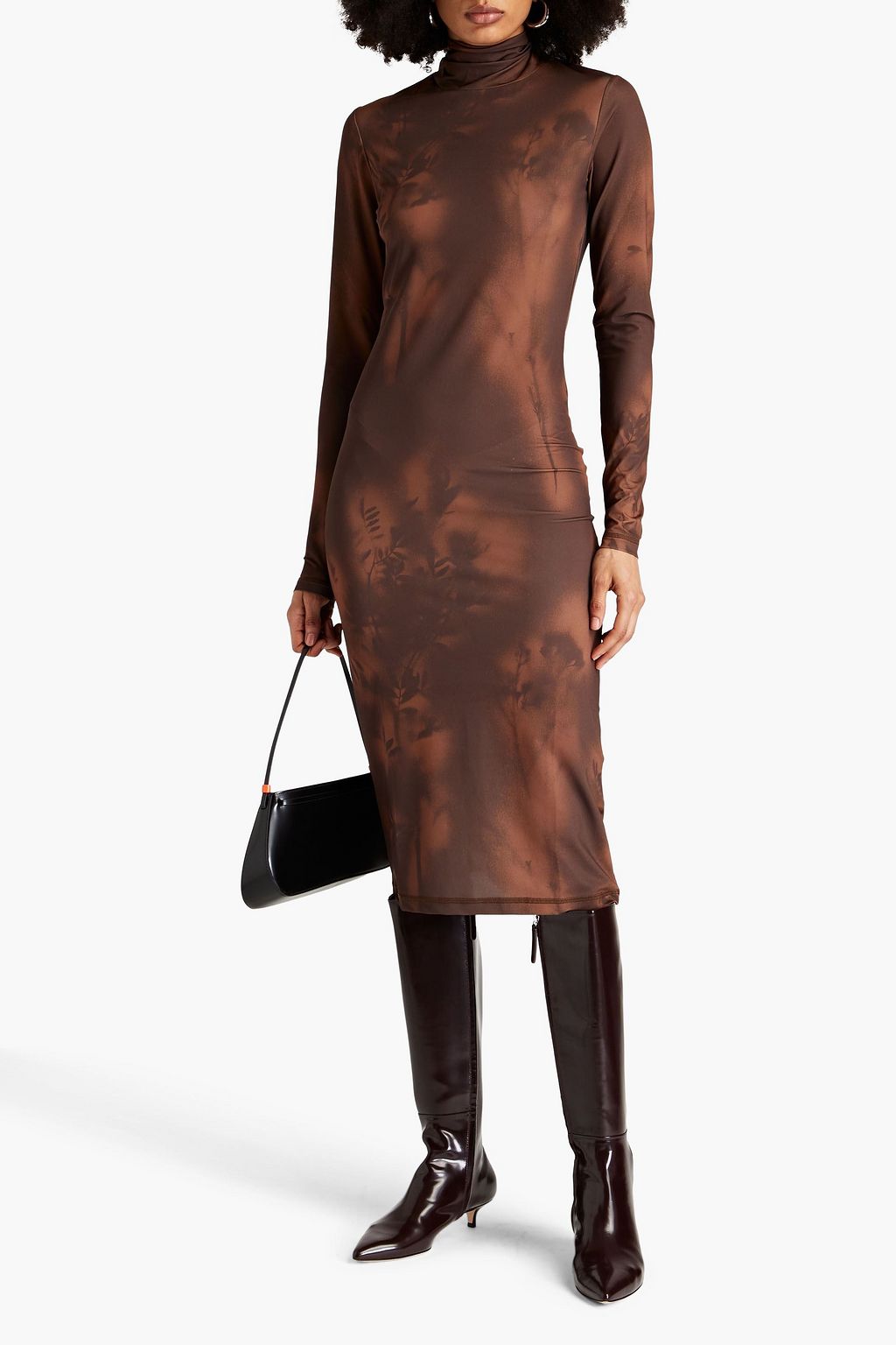 HOLZWEILER Soril printed stretch-jersey midi turtleneck dress
