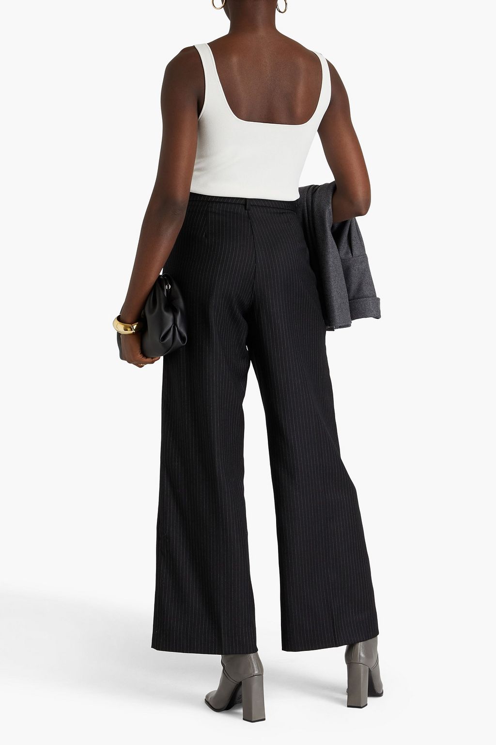 HOLZWEILER Pinstriped wool-blend twill wide-leg pants