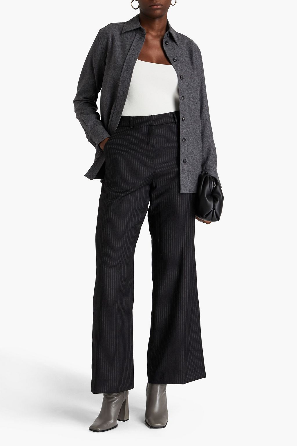 HOLZWEILER Pinstriped wool-blend twill wide-leg pants