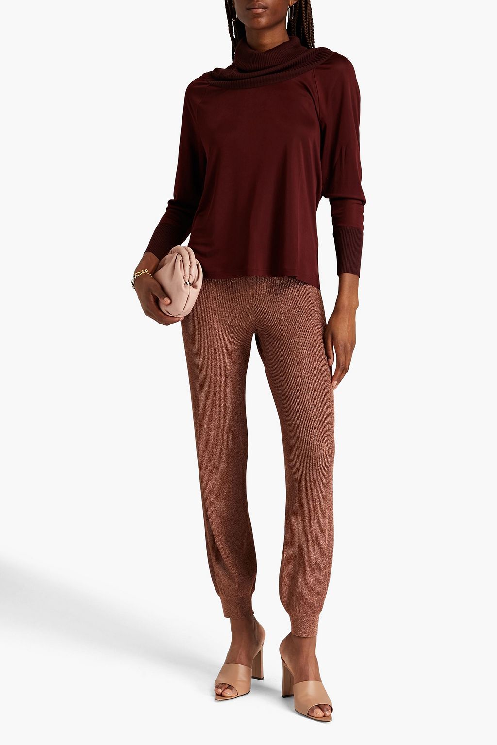 MISSONI Knit-paneled jersey turtleneck sweater