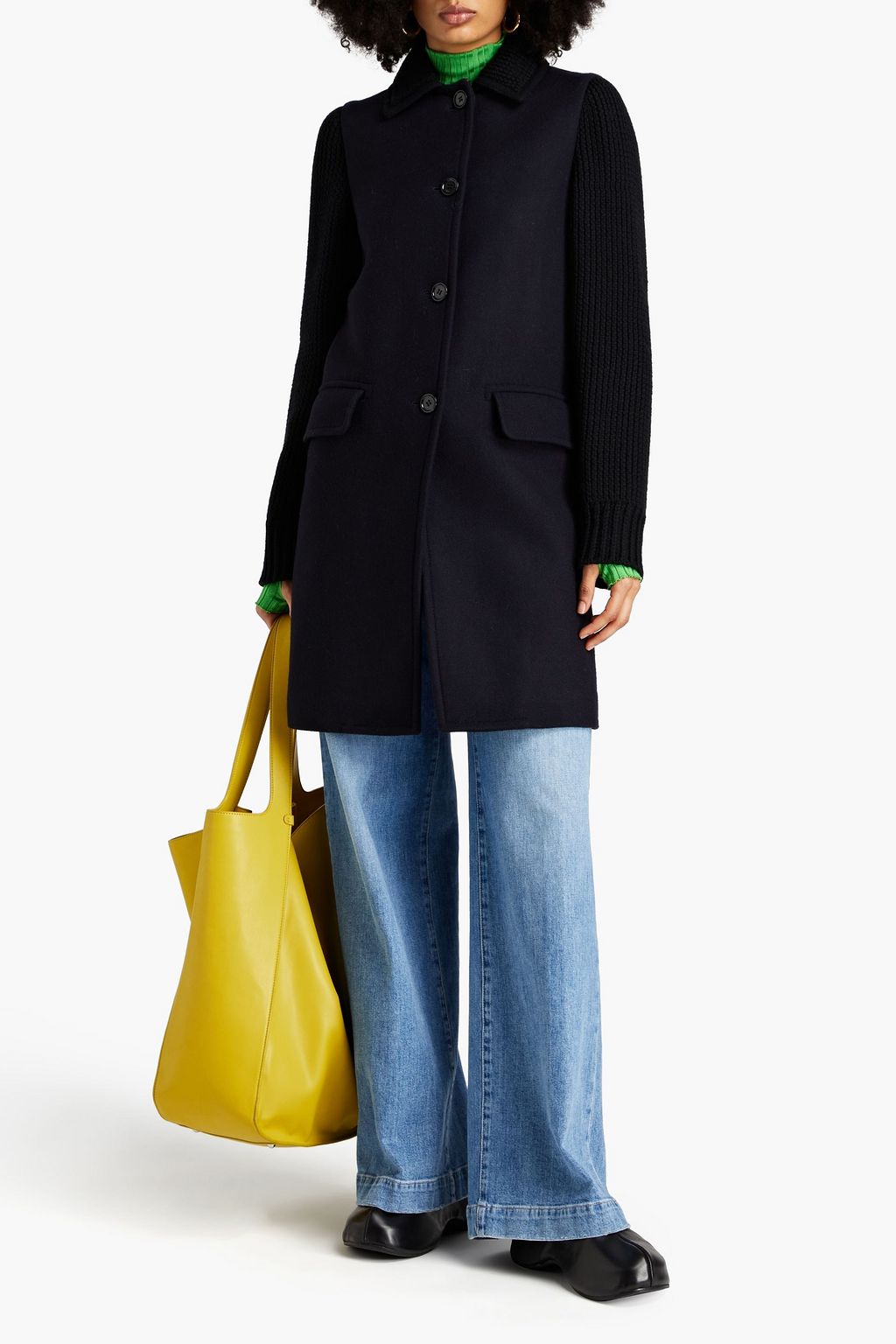 MISSONI Ribbed-knit paneled wool-felt coat