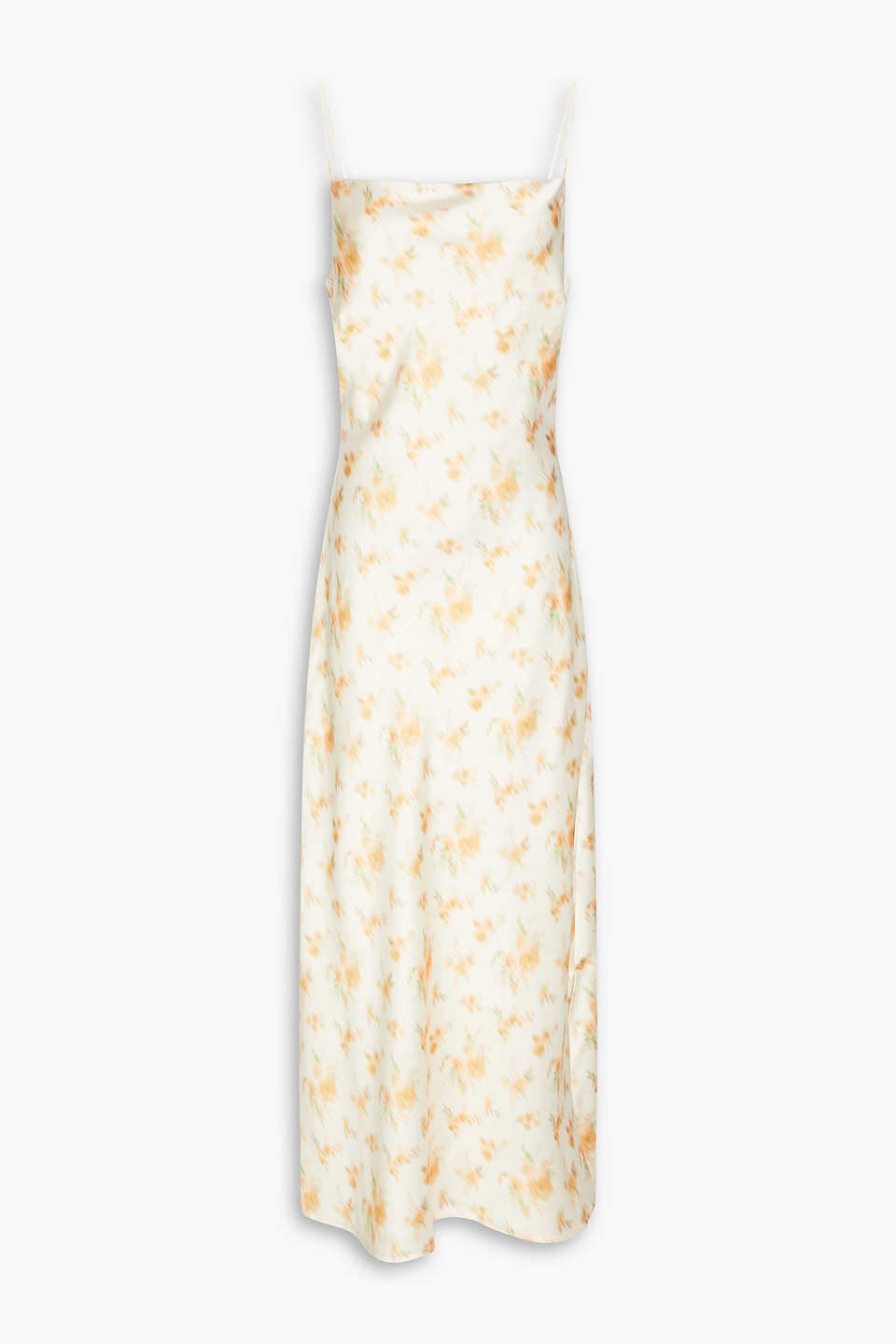 Holzweiler Eila Floral-print Satin Midi Dress In Cream