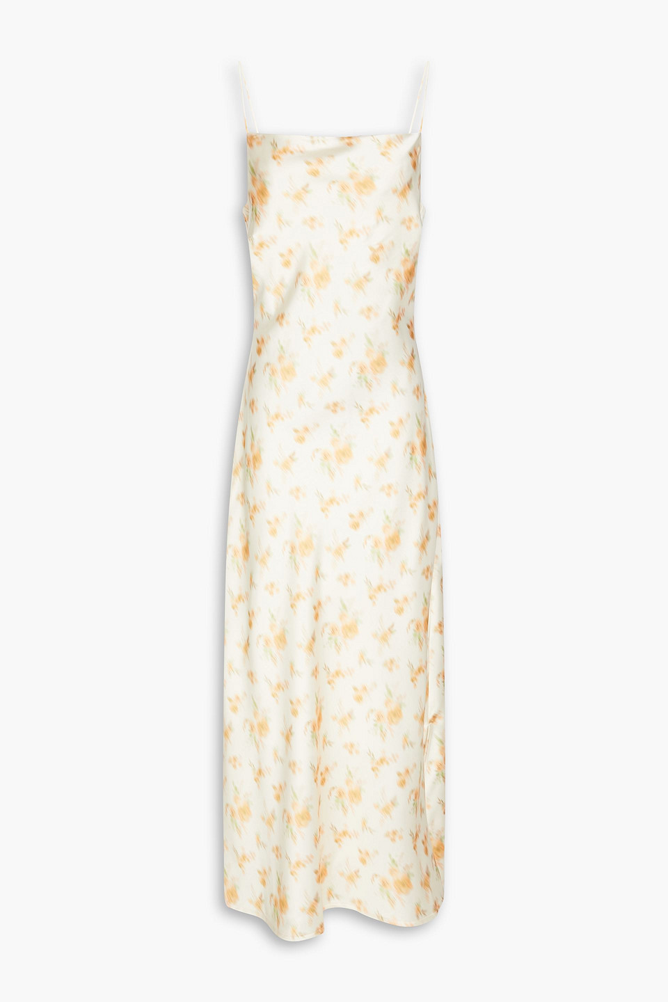 Shop Holzweiler Eila Floral-print Satin Midi Dress In Cream