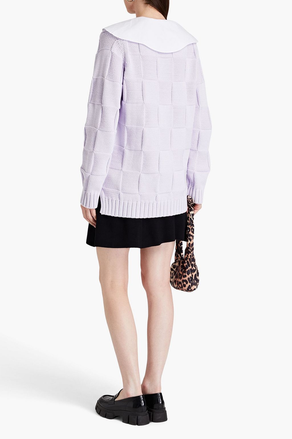 GANNI Poplin-paneled cotton-blend cardigan