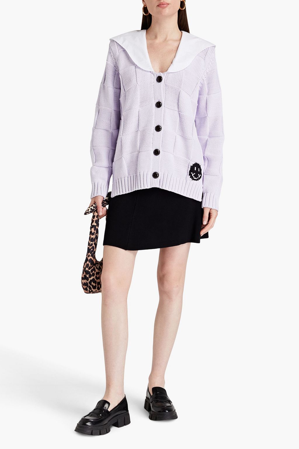 GANNI Poplin-paneled cotton-blend cardigan
