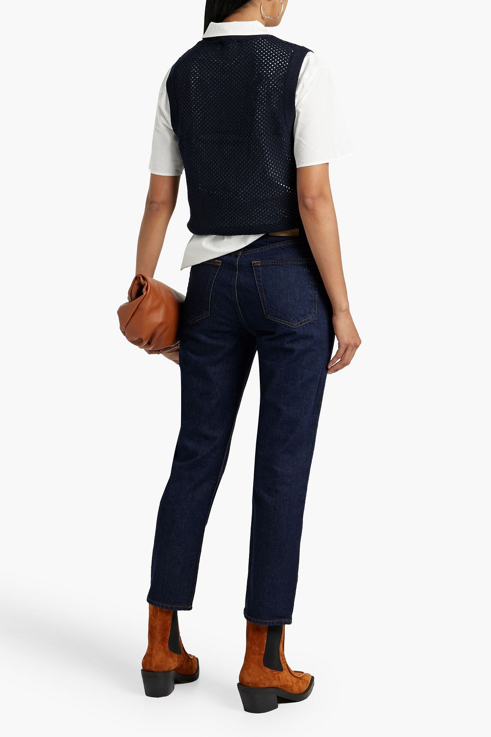 Shop Rag & Bone Nina Cropped High-rise Slim-leg Jeans In Dark Denim