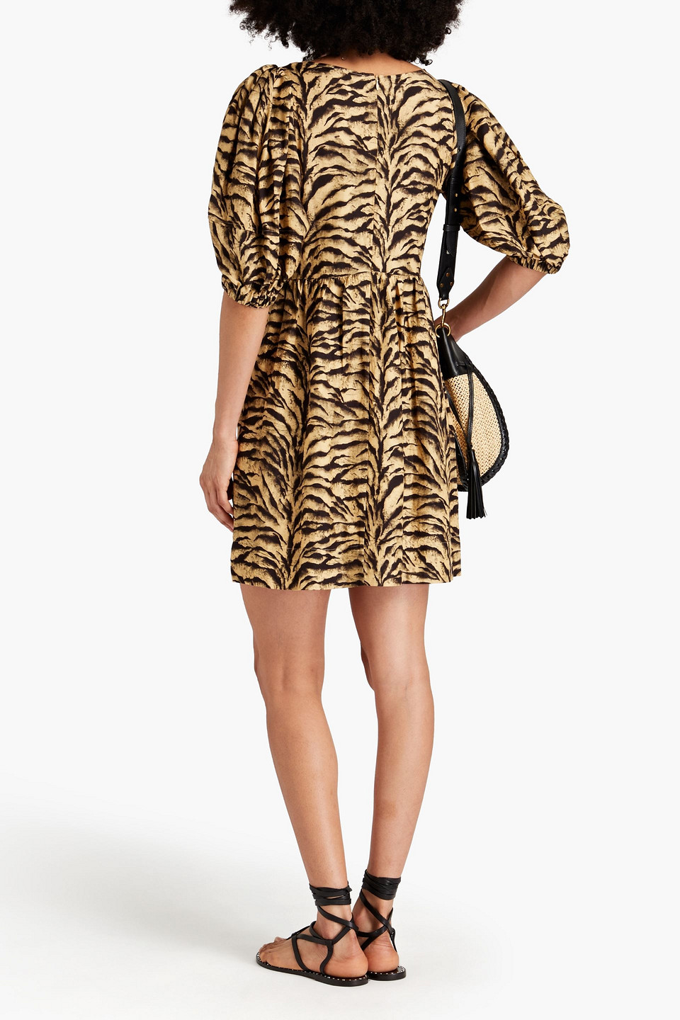 Shop Ba&sh Zola Tiger-print Woven Mini Dress In Animal Print