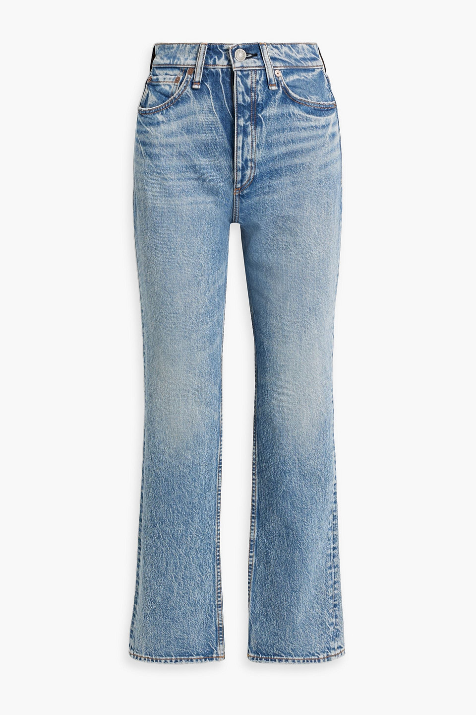 Shop Rag & Bone Alex High-rise Straight-leg Jeans In Mid Denim