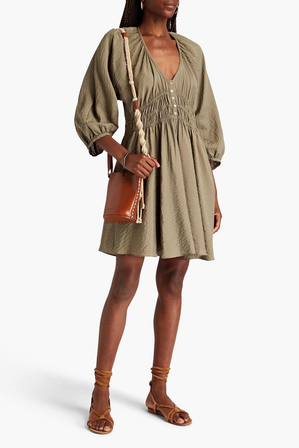 BA&SH Lova slub jersey mini dress