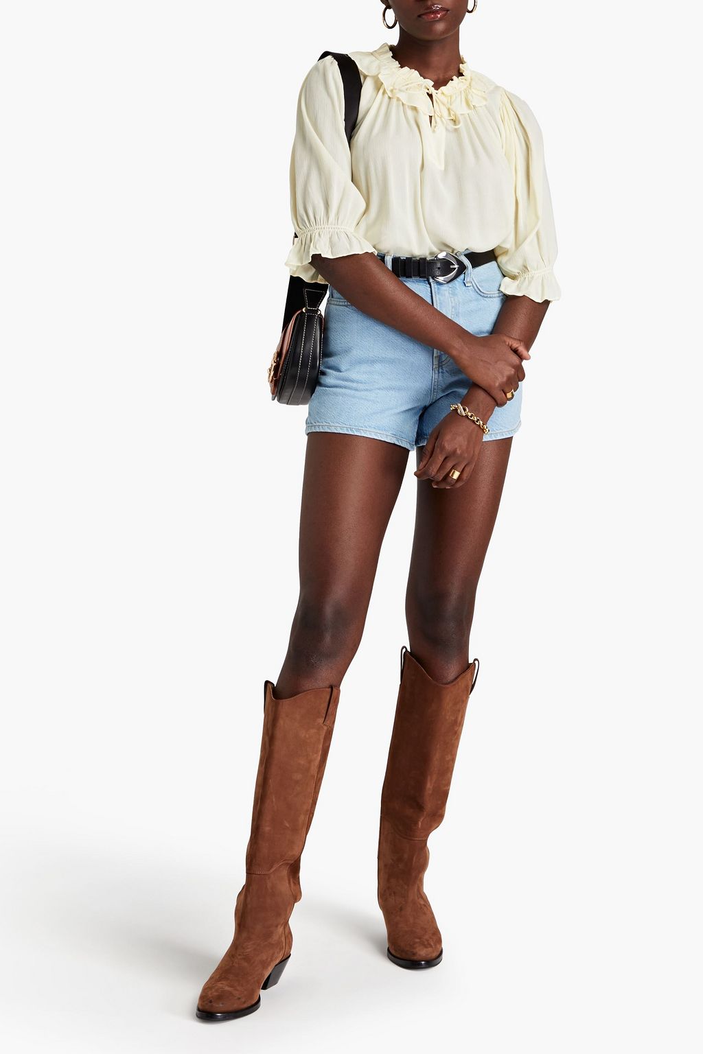 BA&SH Naty ruffled crepon blouse