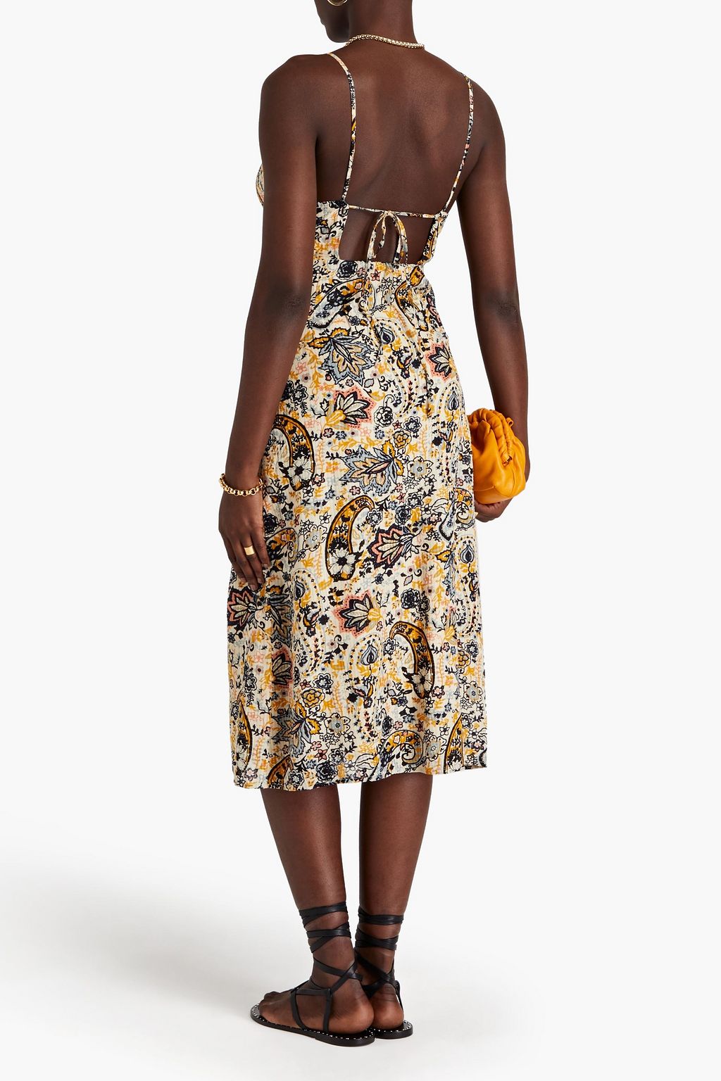 BA&SH Robe Baila gathered jacquard midi dress