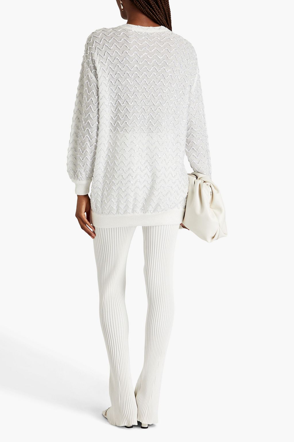 MISSONI Sequin-embellished metallic crochet-knit sweater