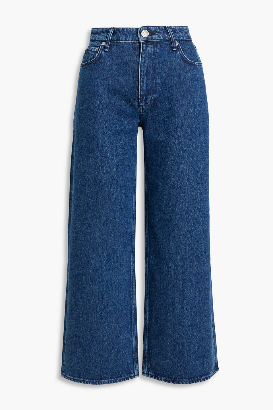 Rag & Bone Andi Cropped High-rise Wide-leg Jeans In Dark Denim