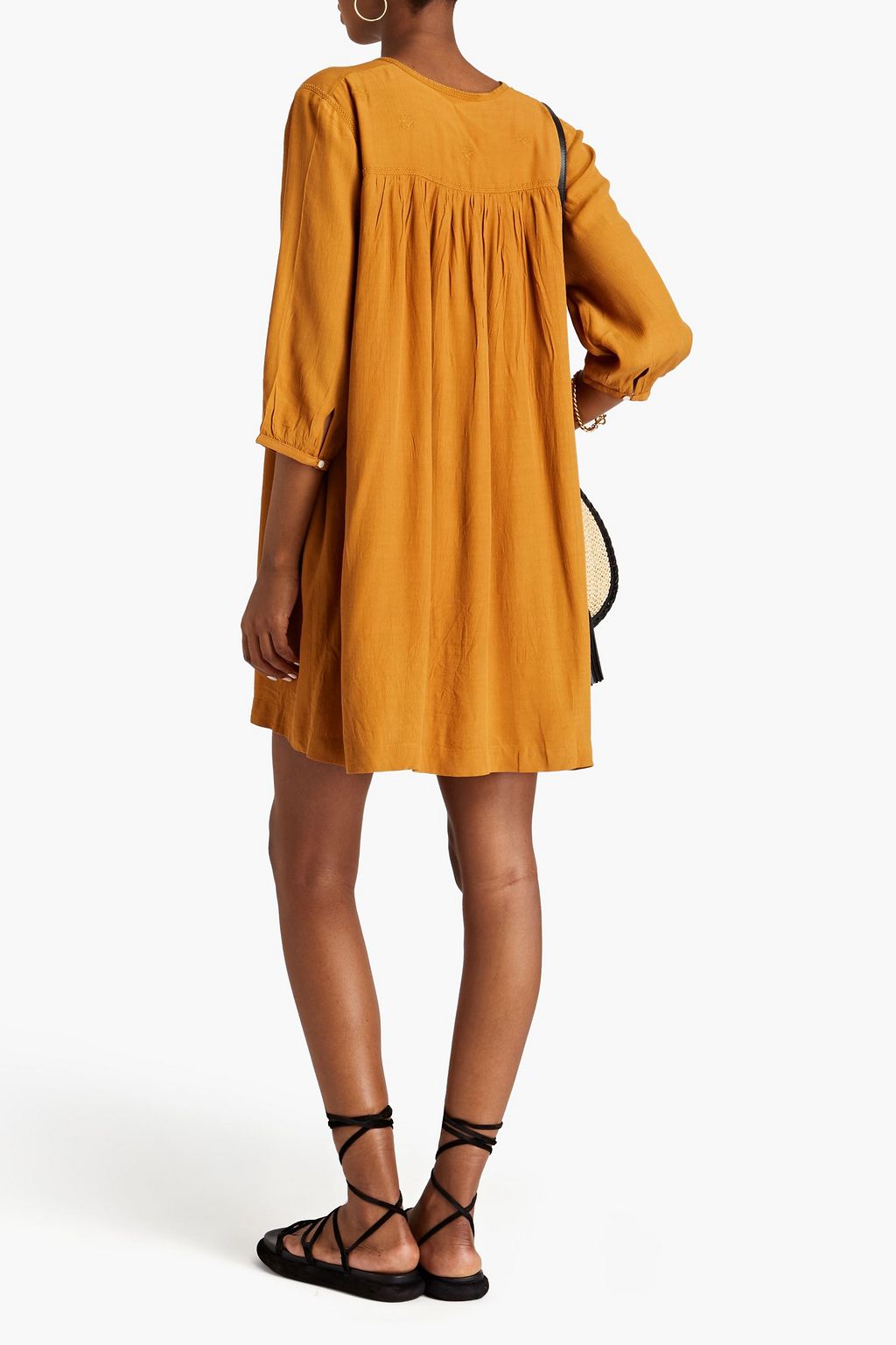BA&SH Tilda embroidered gathered crepe mini dress