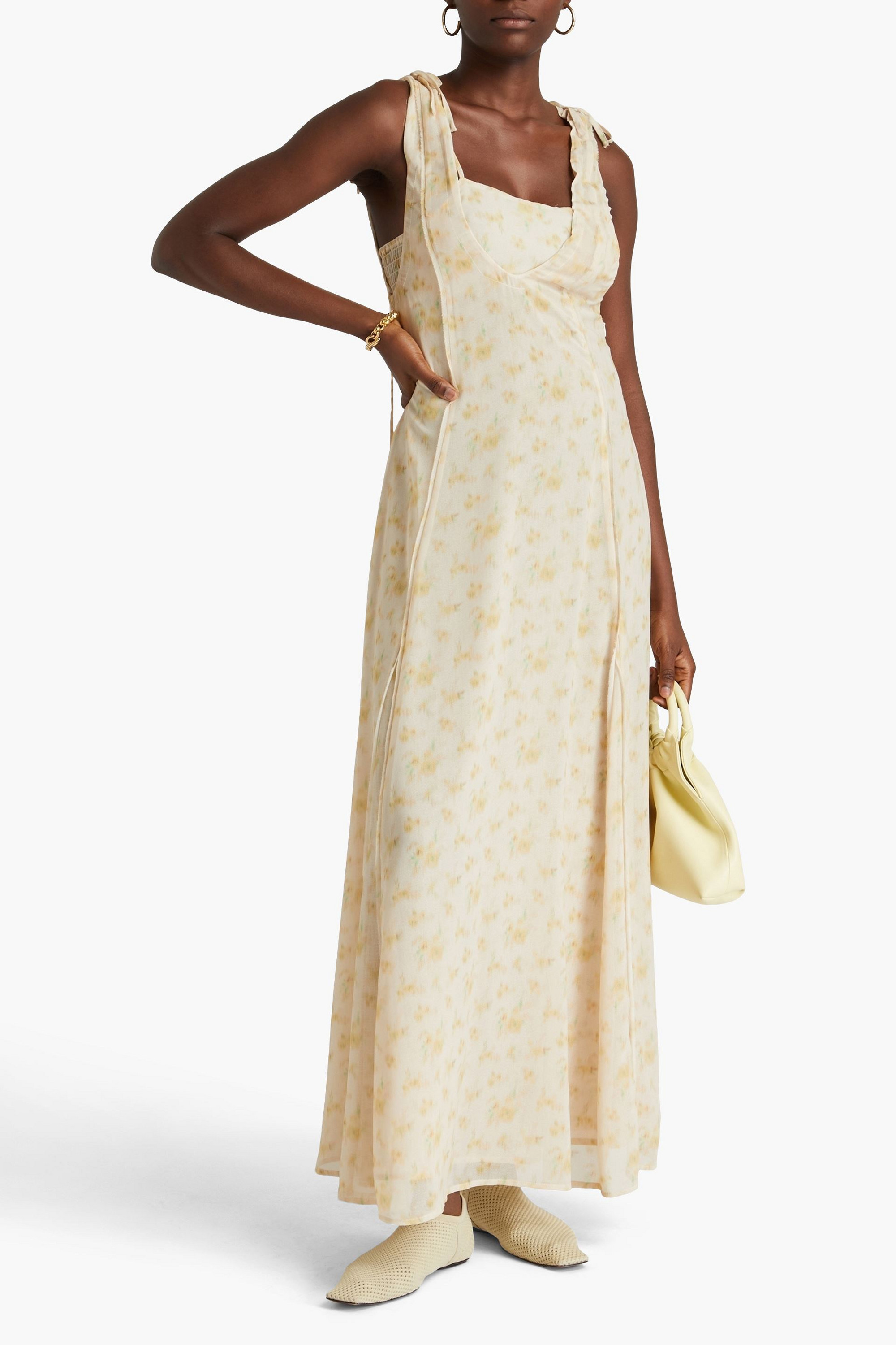 HOLZWEILER Godet floral-print chiffon maxi dress