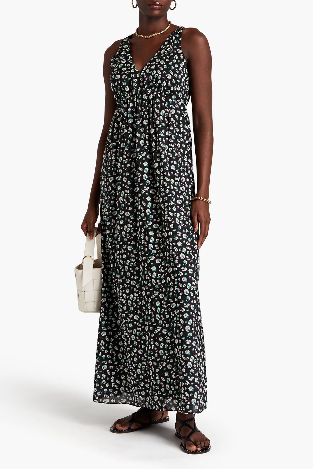 BA&SH Becky printed cotton-blend maxi dress