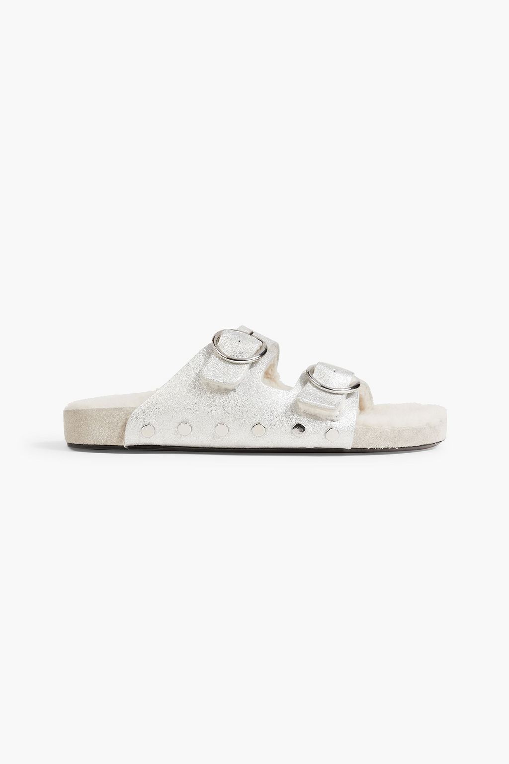 Lennyo shearling lined metallic leather sandals