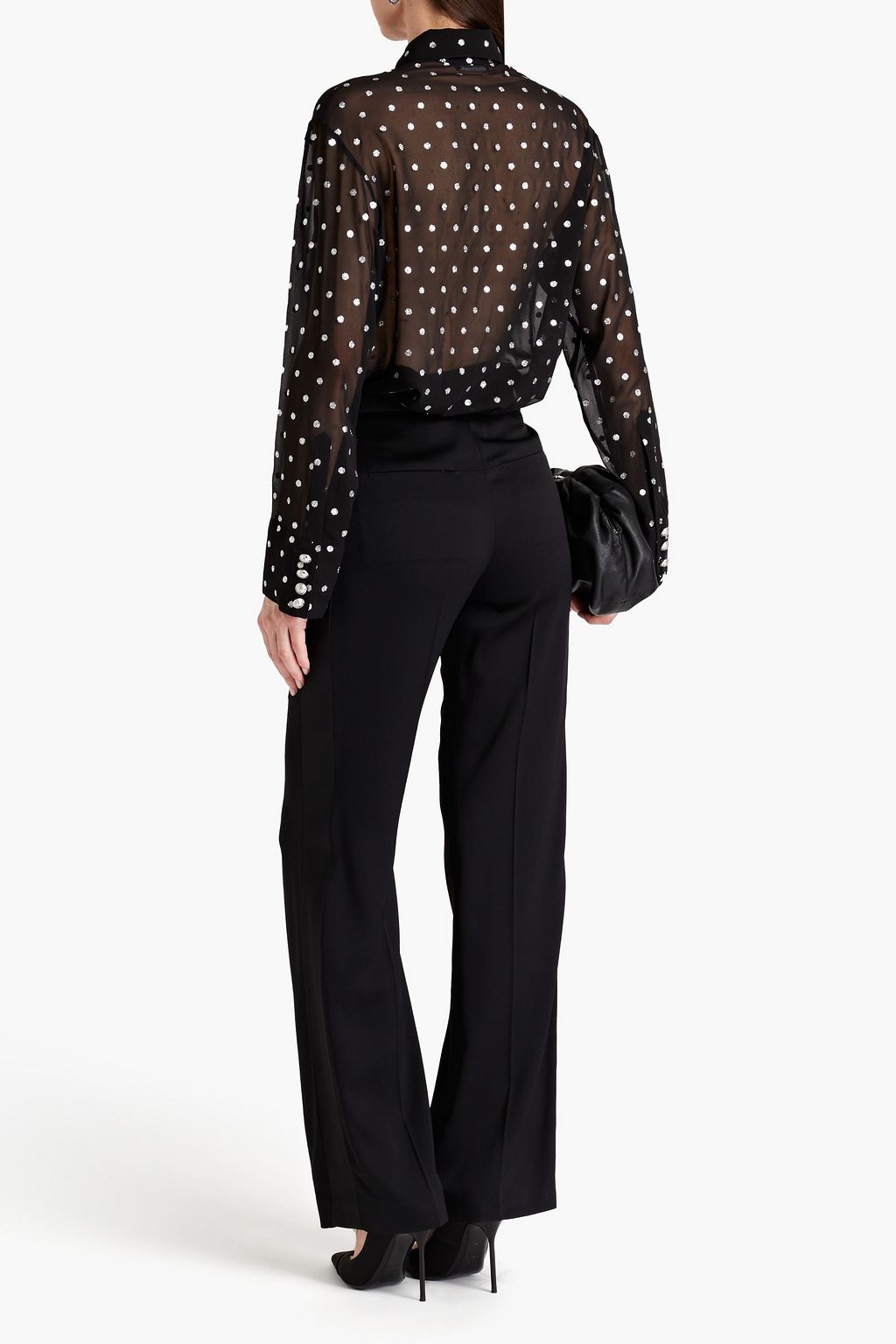 BALMAIN Glittered chiffon shirt