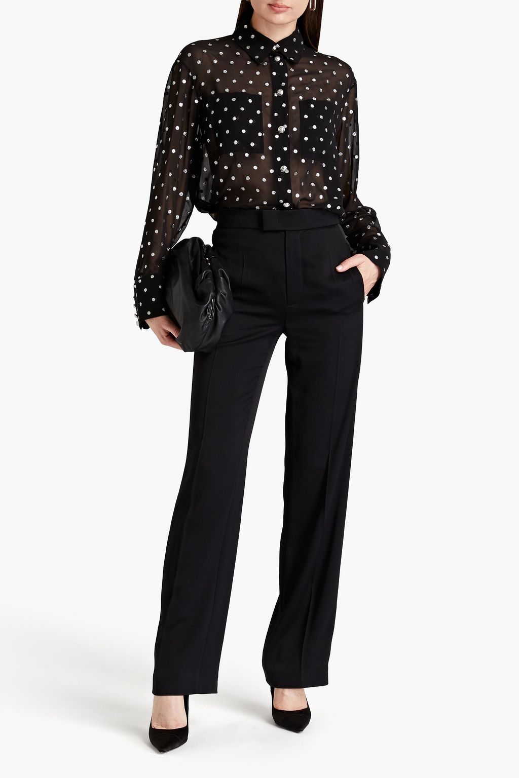BALMAIN Glittered chiffon shirt