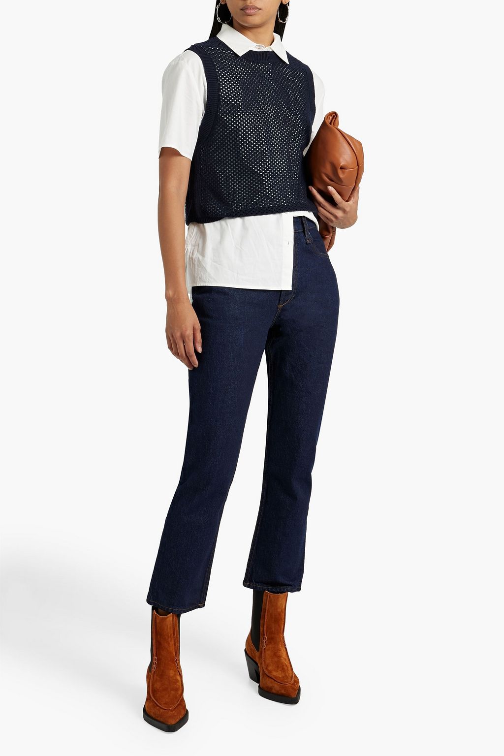 RAG & BONE Carson pointelle-knit cotton and cashmere-blend vest