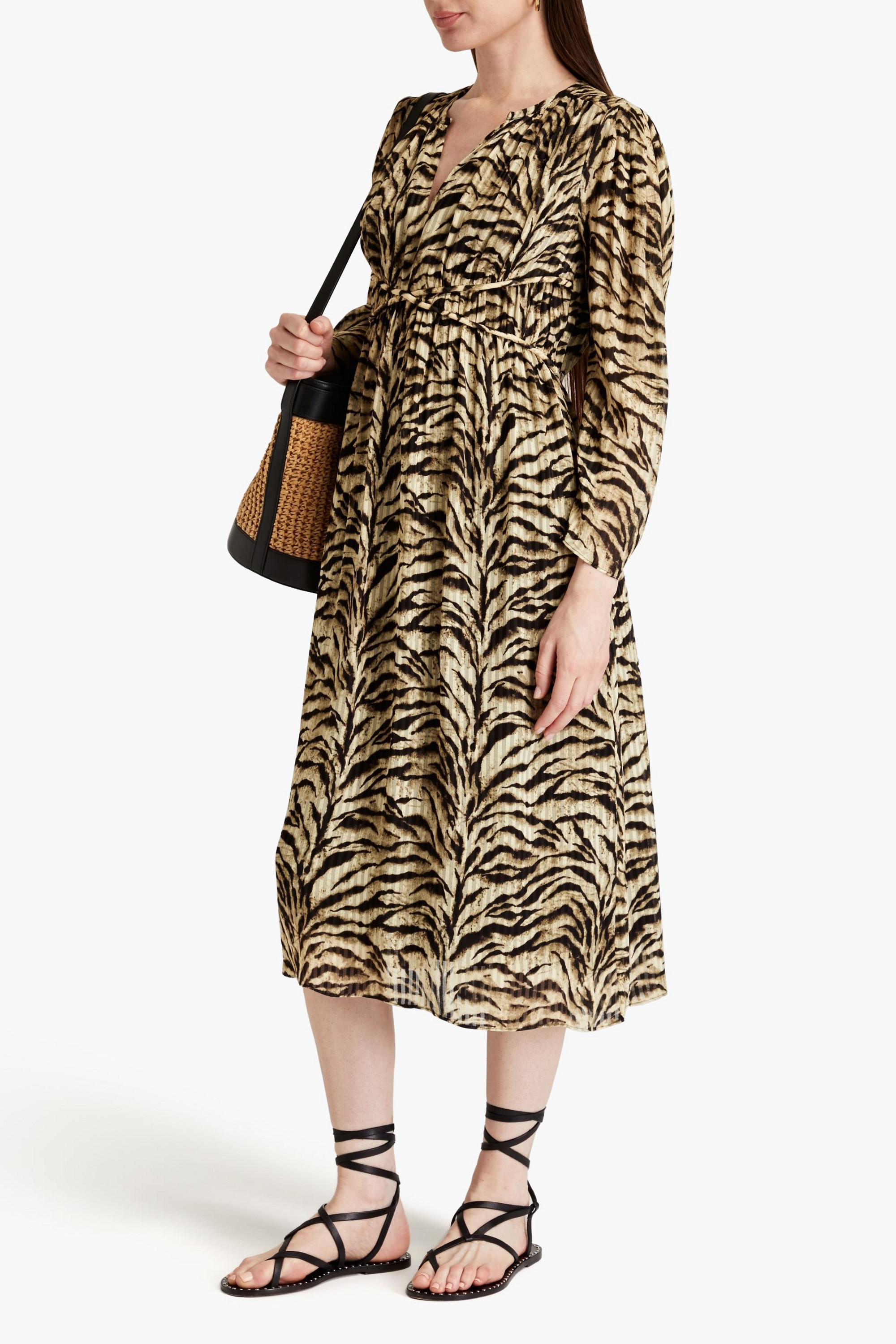 ba&sh Imany tiger-print jacquard midi dress