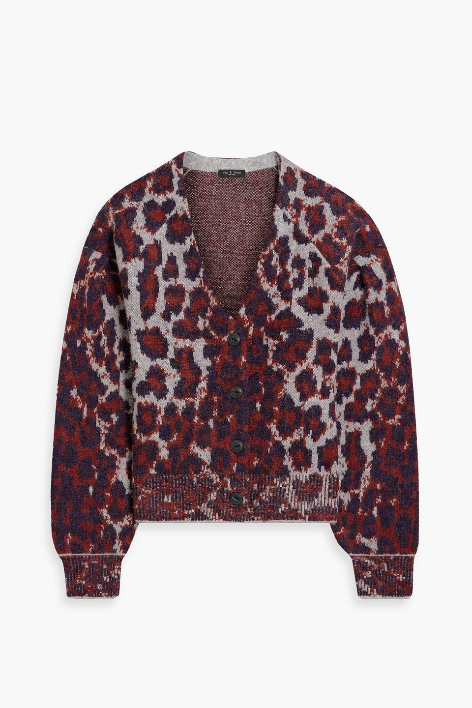 Rag & Bone Sarah Brushed Jacquard-knit Cardigan In Animal Print