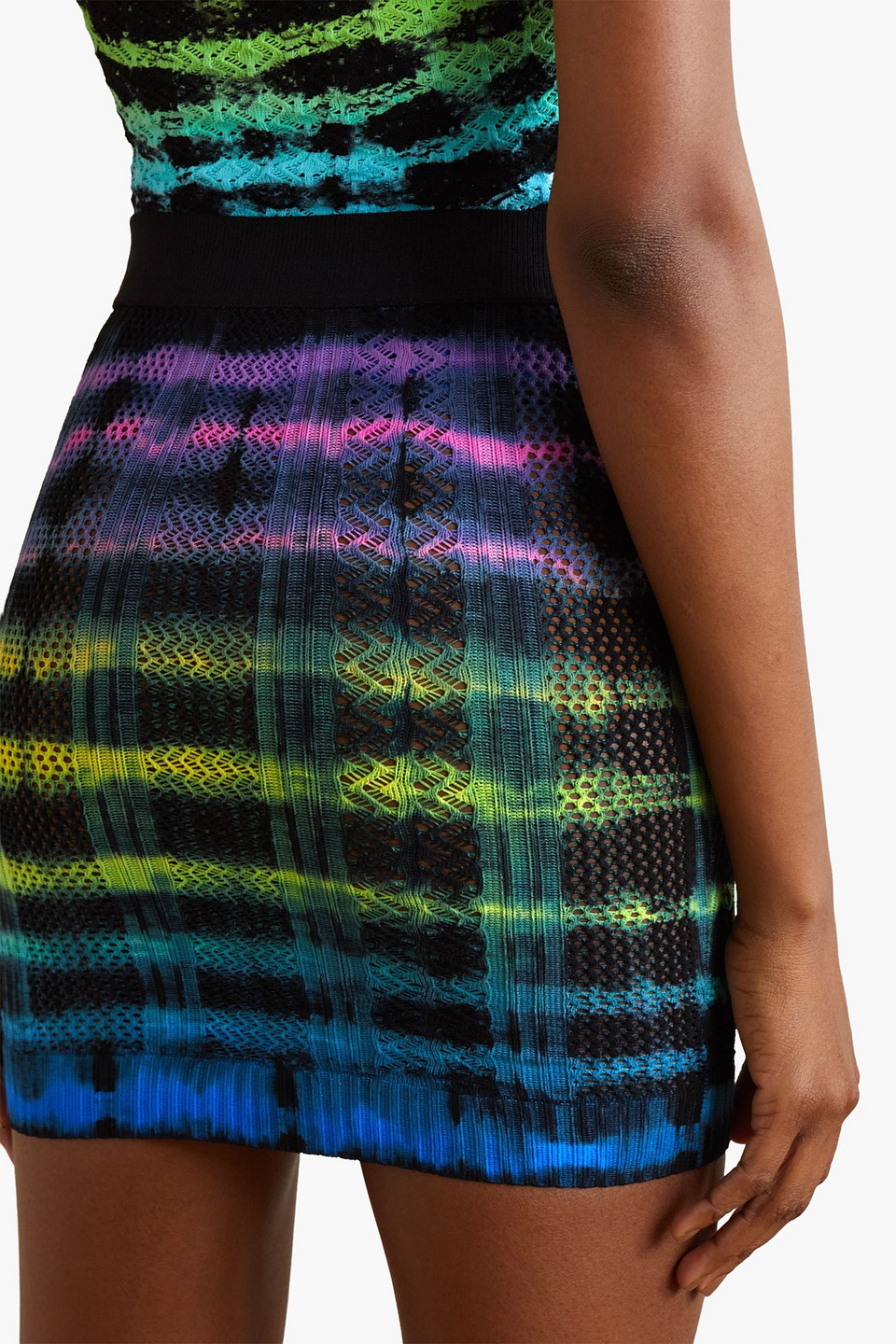 Shop Agr Tie-dye Pointelle-knit Mini Skirt In Multicolor