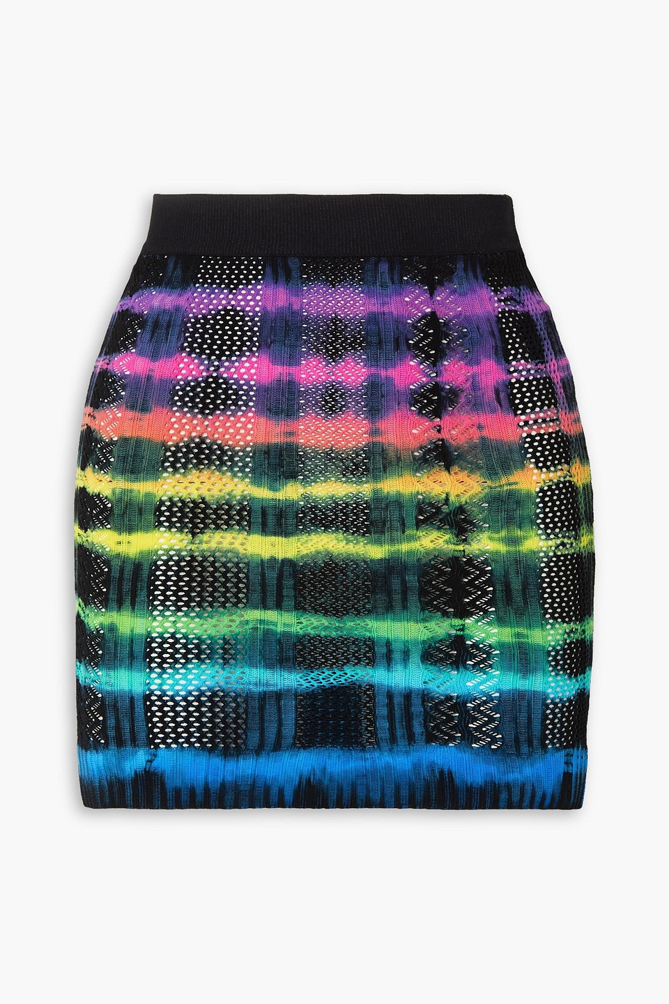 Tie-dye pointelle-knit mini skirt