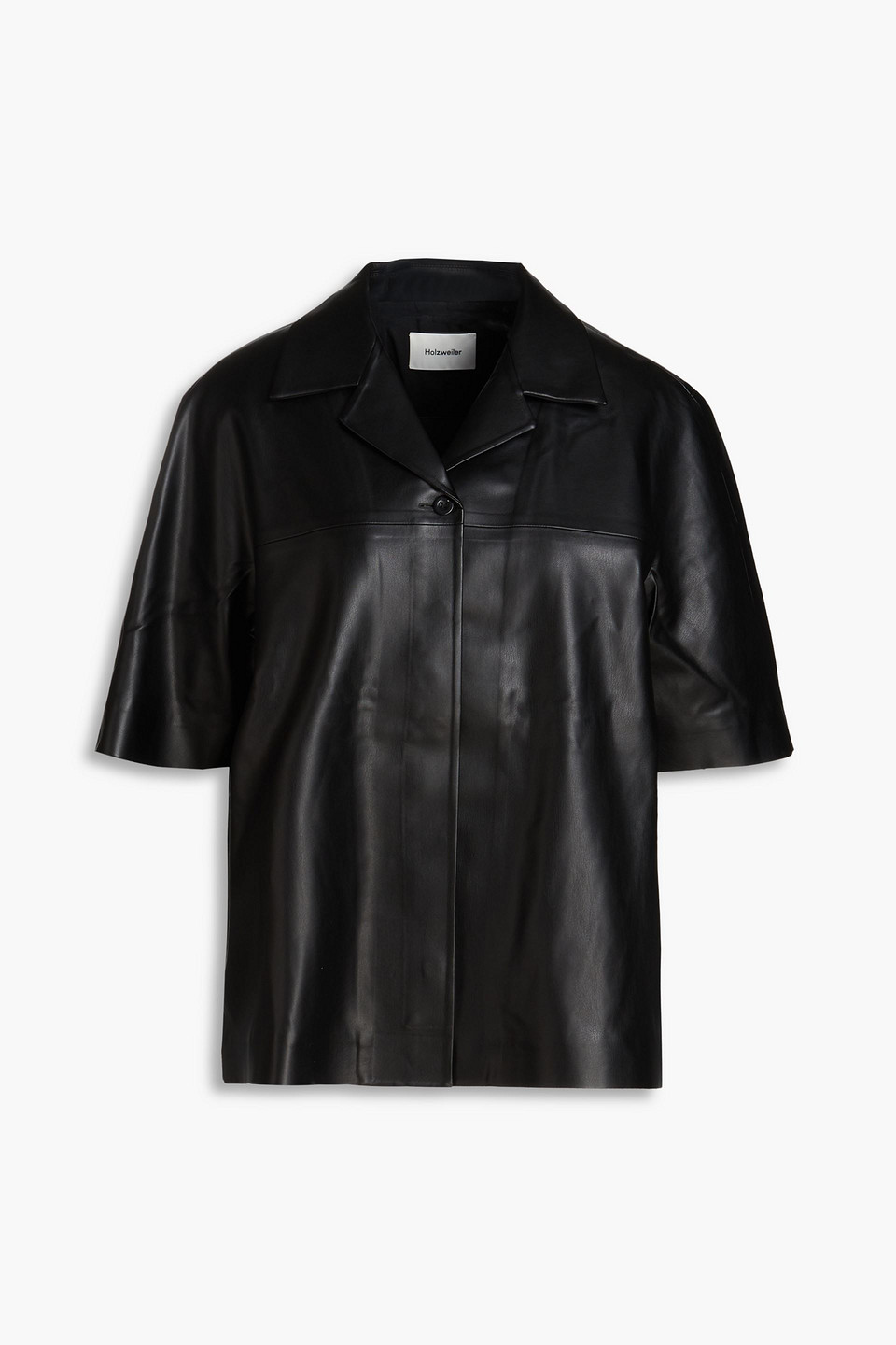 Holzweiler Vera Faux Leather Shirt In Black