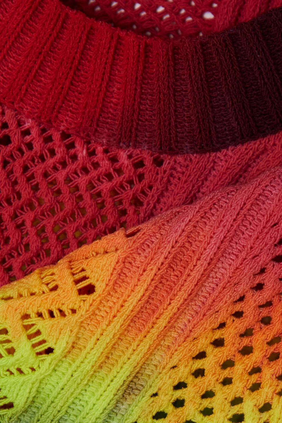 Agr Cropped Tie-dyed Pointelle-knit Sweater In Red