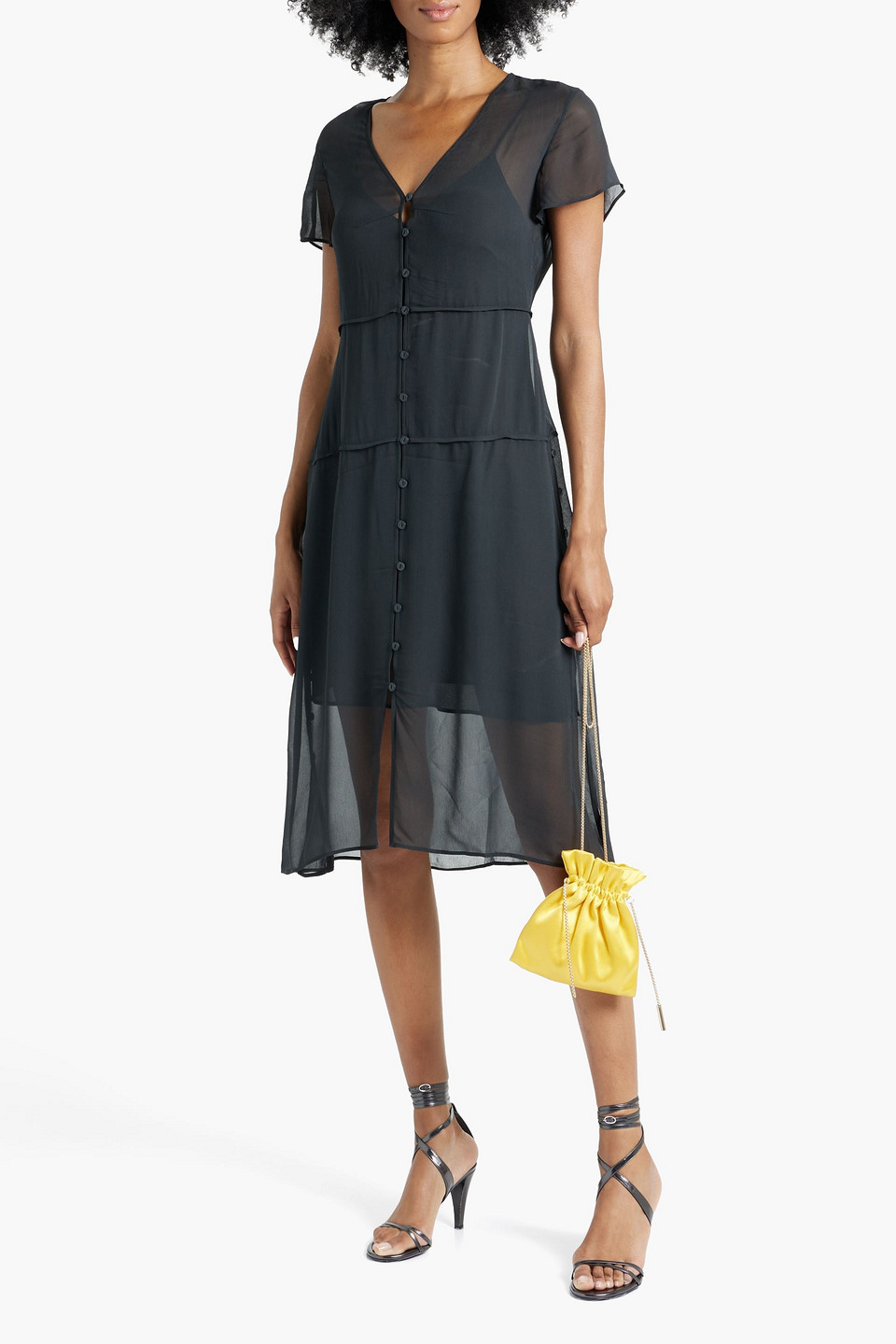 Rag & Bone Mccormick Chiffon Dress In Black