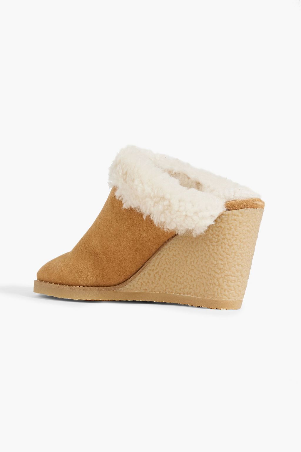 ISABEL MARANT Takita 90 shearling-lined suede wedge mules
