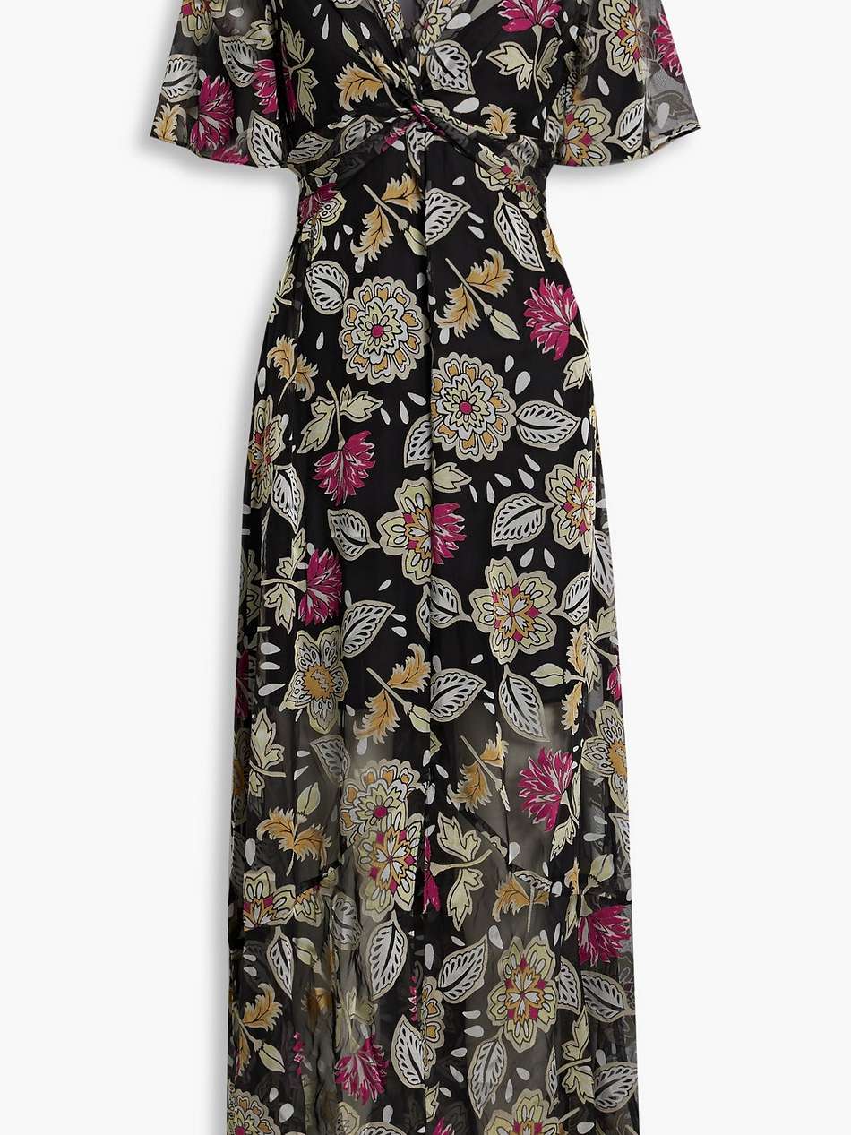tamar twist-front floral-print chiffon maxi dress