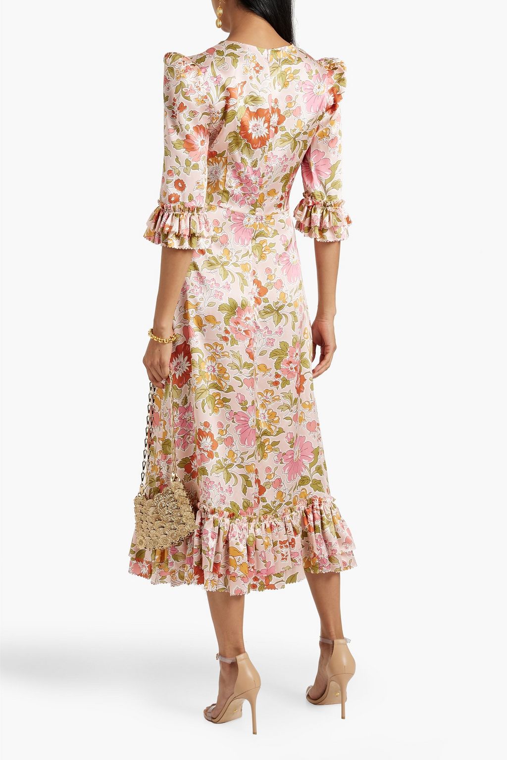 THE VAMPIRE'S WIFE Falconetti ruffled floral-print silk-satin midi dress