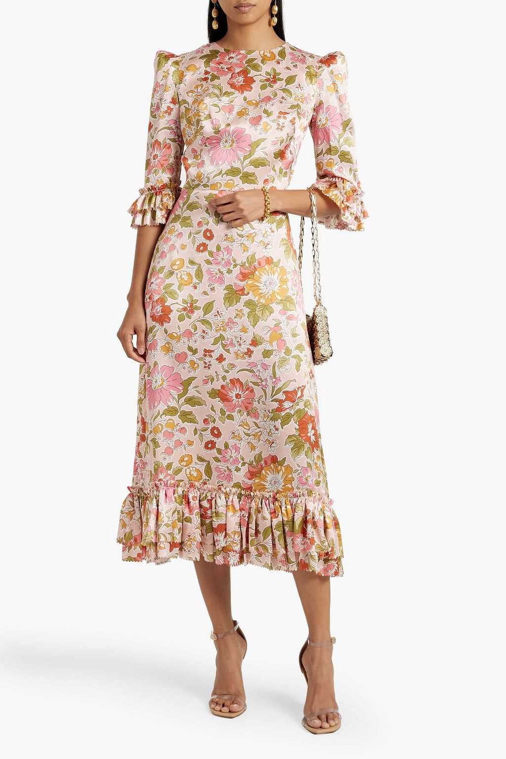 THE VAMPIRE'S WIFE Falconetti ruffled floral-print silk-satin midi dress