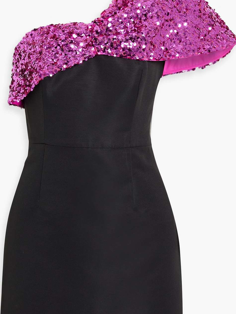 gilda one-shoulder embellished tulle and satin mini dress