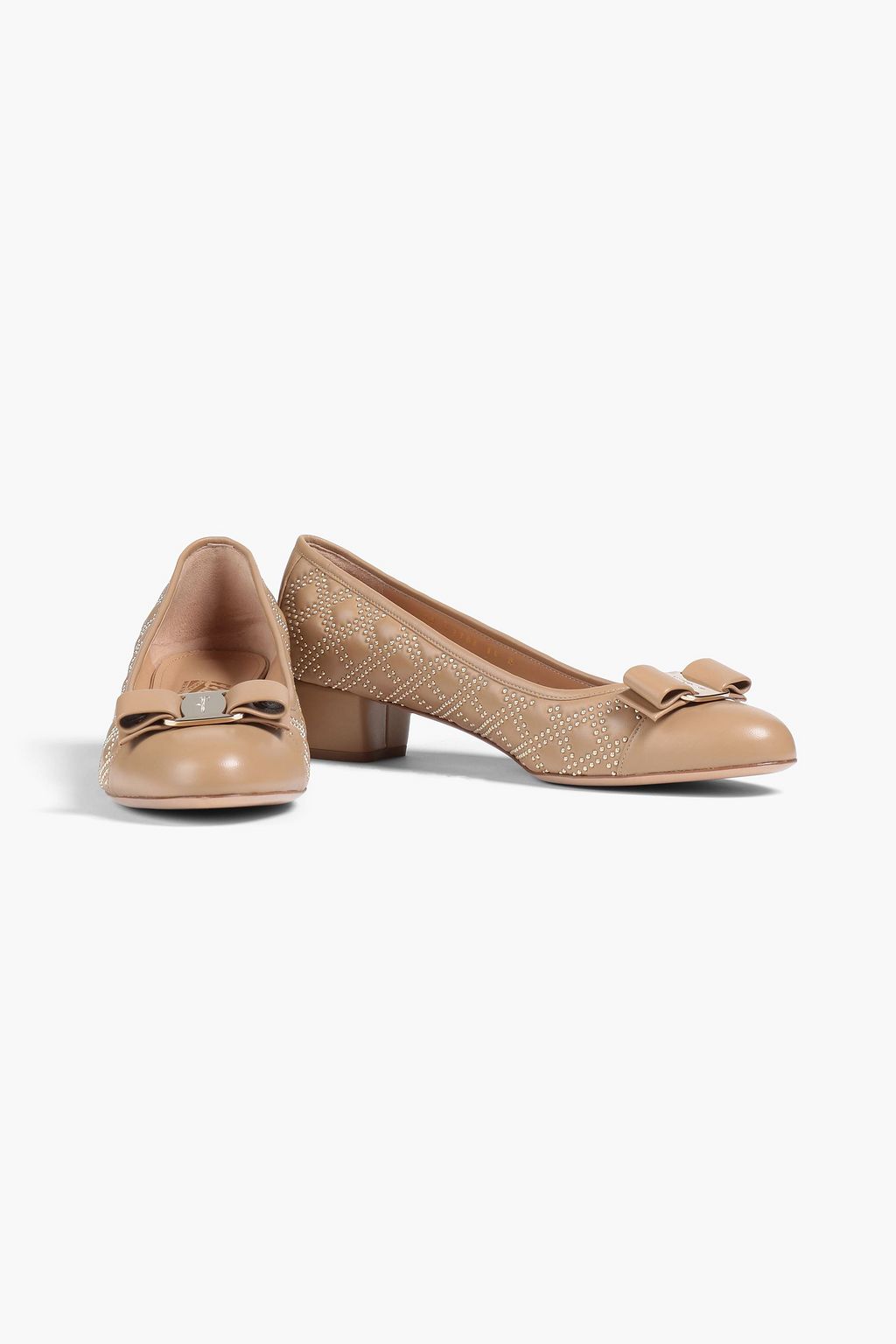 FERRAGAMO Pumps aus Leder mit Verzierung