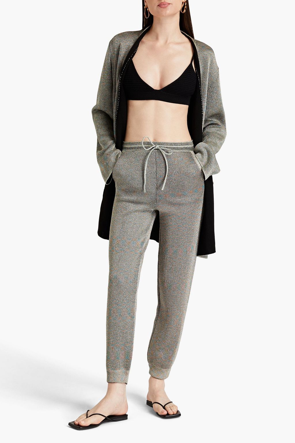 MISSONI Metallic crochet-knit wool-blend track pants